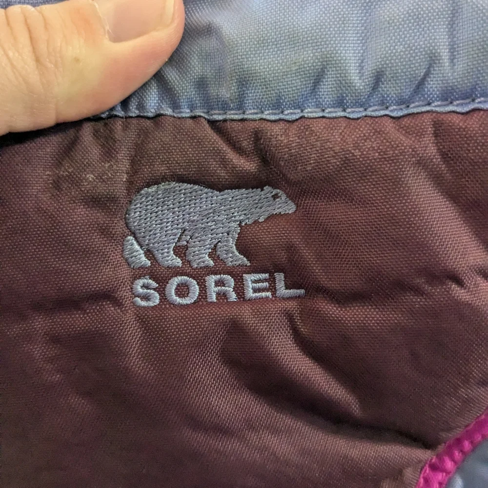 SOREL Purple and Black Pull On Drawstring Snow Boots